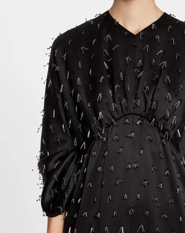Long Embroidered Dress Black Women Lanvin Dresses