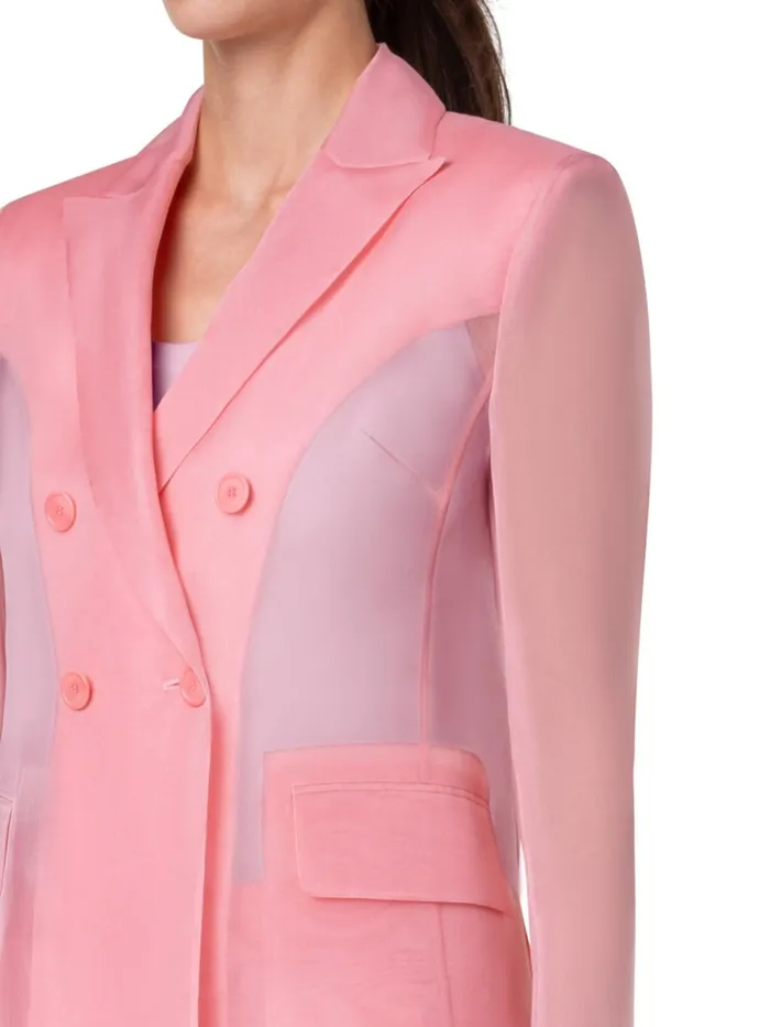 Long Sheer Silk Jacket Lotus Women Akris Jackets