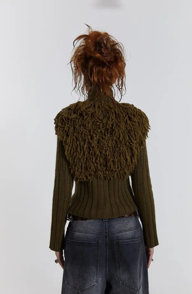 Long Sleeve Tops Women Jaded London Alder Loop Knit Zip Up Jacket