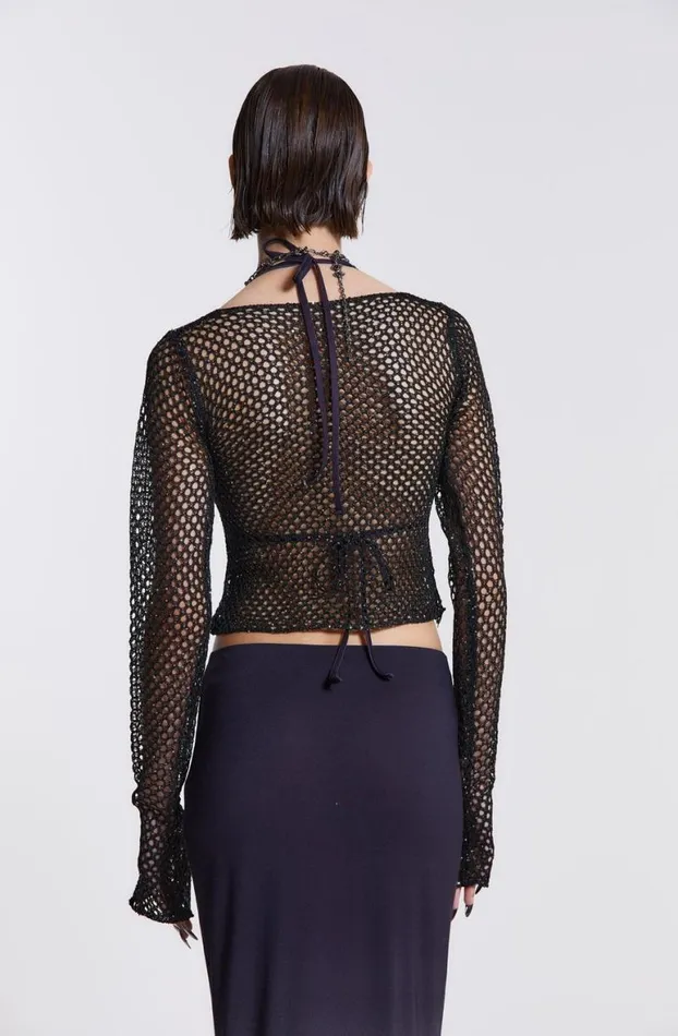 Long Sleeve Tops Women Jaded London Capella Knitted Top With Hardware Trim