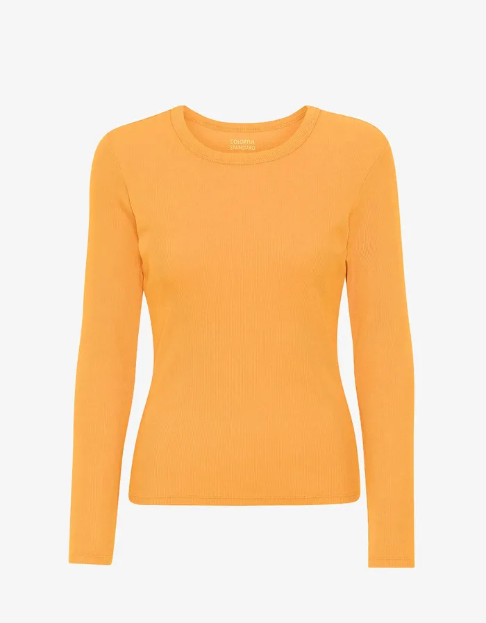 Long Sleeve Tops Women Organic Rib LS TShirt 8211 Sandstone Orange Colorfulstandard Women