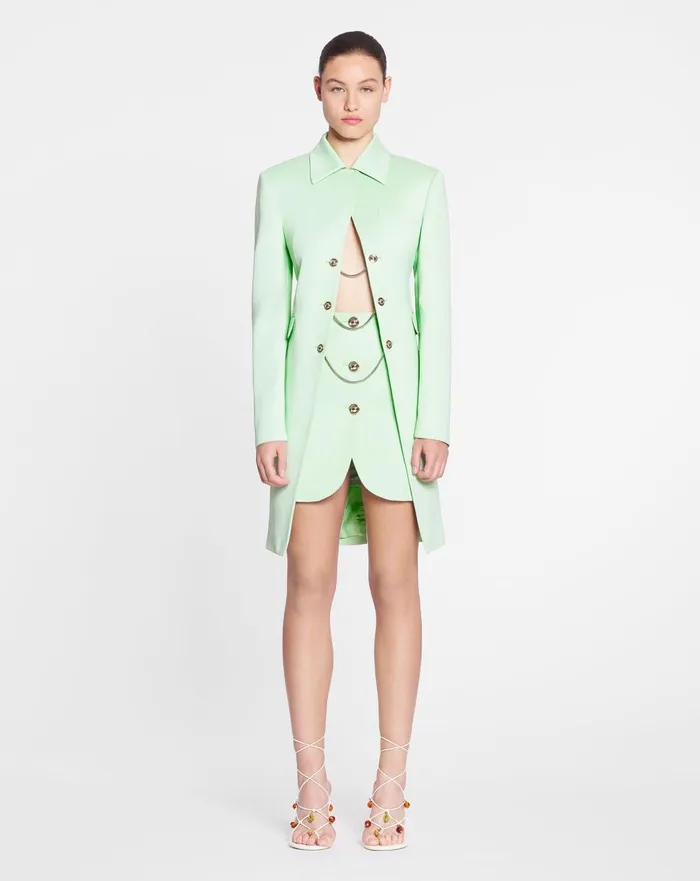 Longsleeved Fitted Jacket Water Blue Women Lanvin Coats and Jackets Longsleeved Fitted Jacket Water Blue Women Lanvin Coats and Jackets