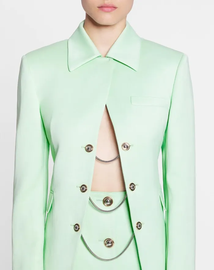 Longsleeved Fitted Jacket Water Blue Women Lanvin Coats and Jackets Longsleeved Fitted Jacket Water Blue Women Lanvin Coats and Jackets