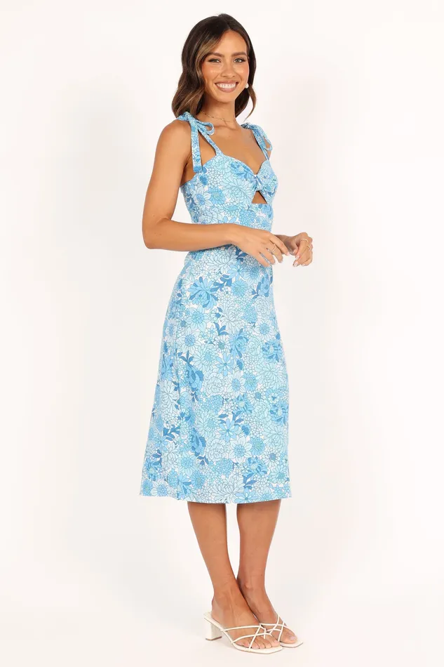 Maisie Midi Dress 8211 Blue Floral Blue Floral Dresses petalandpup Women
