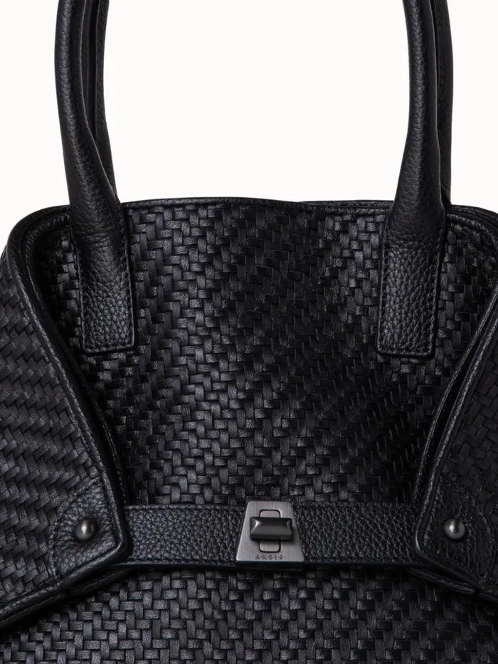 Medium Ai Messenger Bag In Braided Leather Black Women Akris Crossbody Bags
