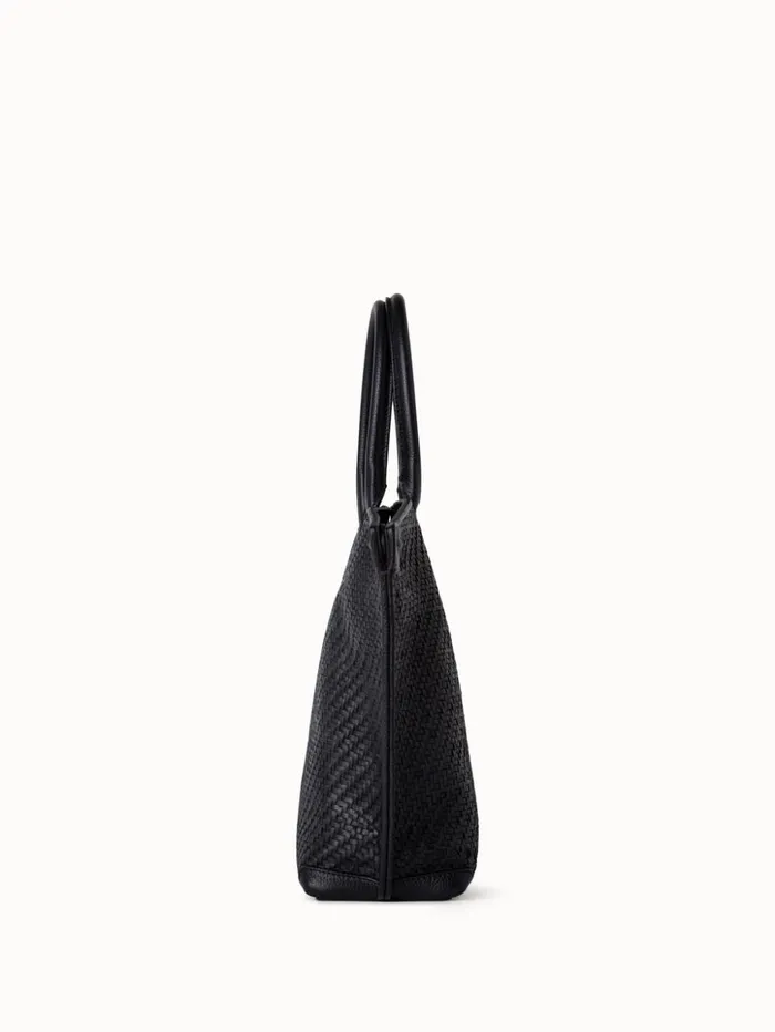 Medium Ai Messenger Bag In Braided Leather Black Women Akris Crossbody Bags