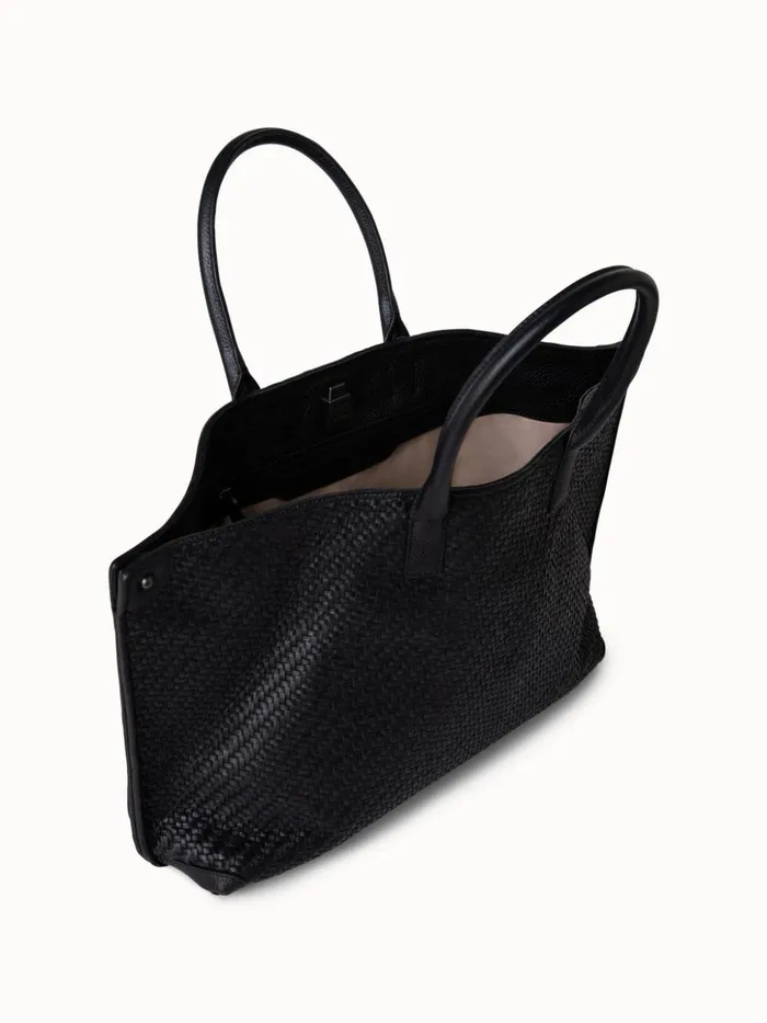 Medium Ai Messenger Bag In Braided Leather Black Women Akris Crossbody Bags