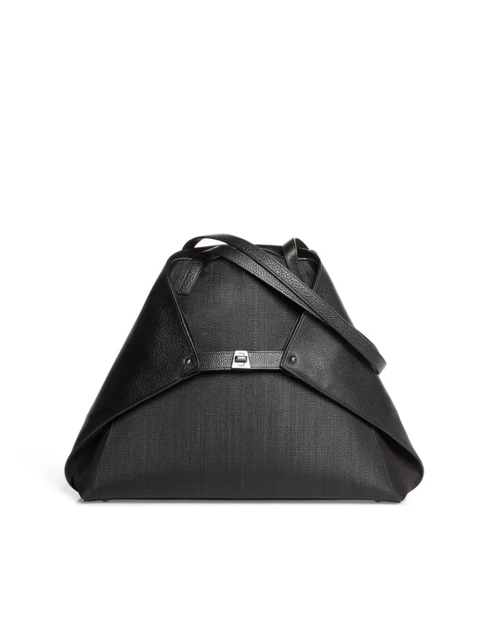 Medium Ai Shoulder Bag In Horsehair And Leather Black Women Akris Shoulder Bags