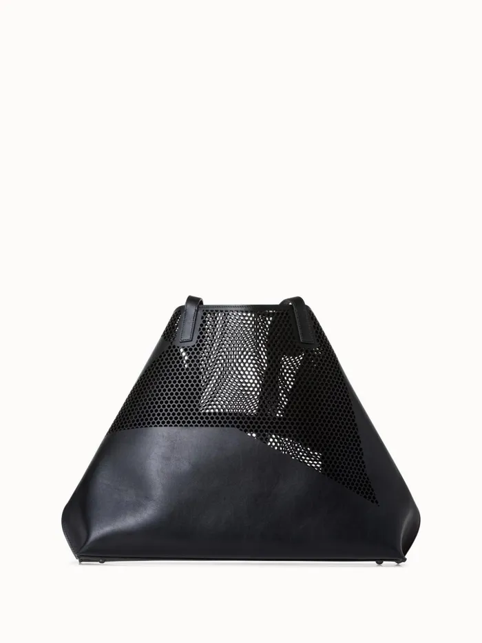 Medium Ai Shoulder Bag In Leather With Lasercut Kinderstern Black Women Akris Shoulder Bags