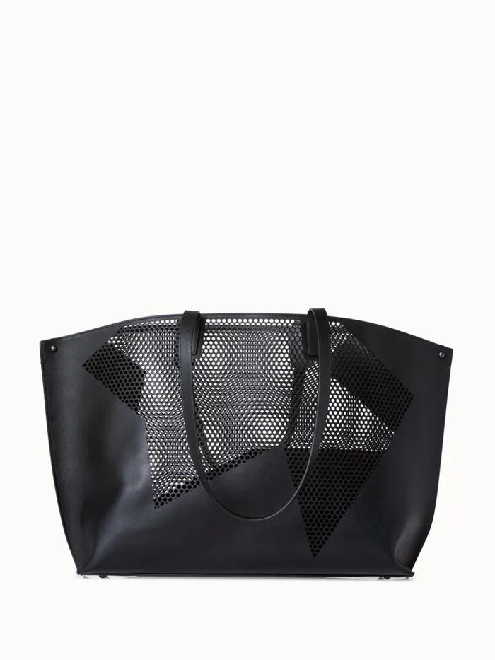 Medium Ai Shoulder Bag In Leather With Lasercut Kinderstern Black Women Akris Shoulder Bags