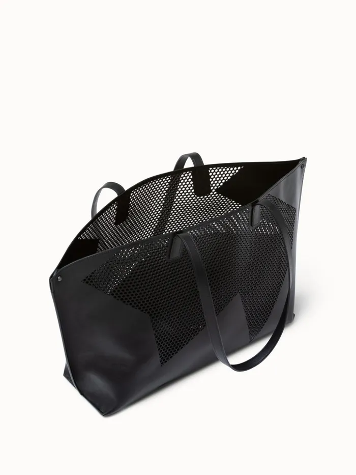Medium Ai Shoulder Bag In Leather With Lasercut Kinderstern Black Women Akris Shoulder Bags