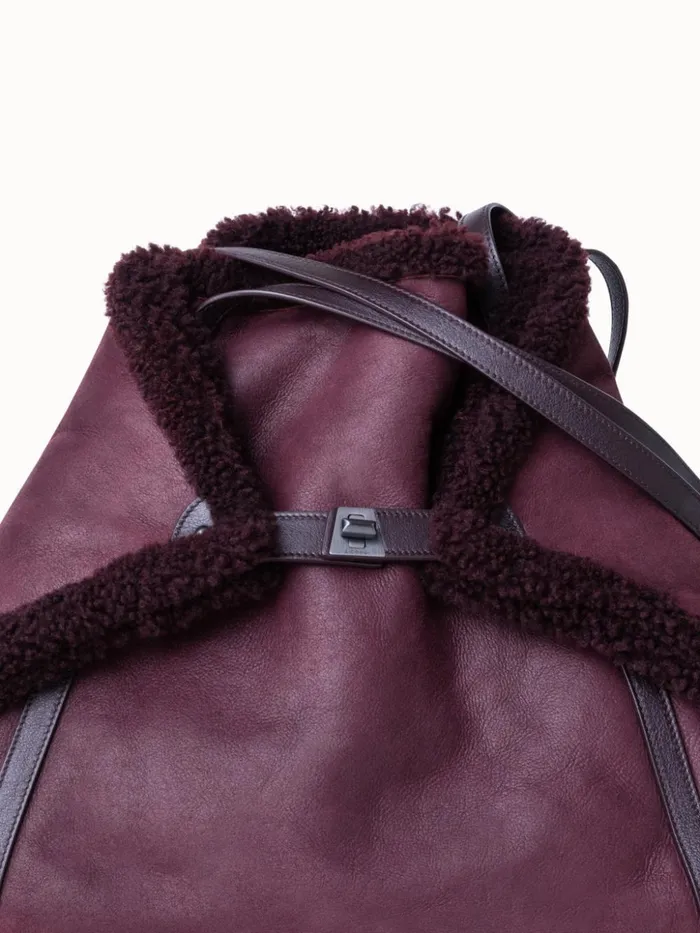 Medium Ai Shoulder Bag In Reversible Shearling Burgundy Women Akris Shoulder Bags
