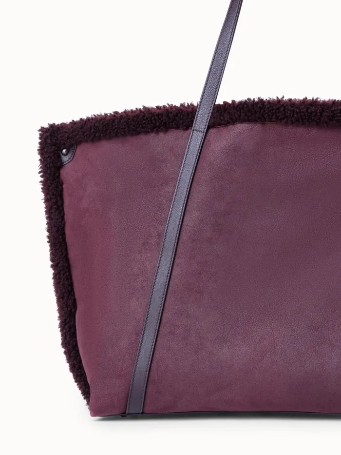 Medium Ai Shoulder Bag In Reversible Shearling Burgundy Women Akris Shoulder Bags