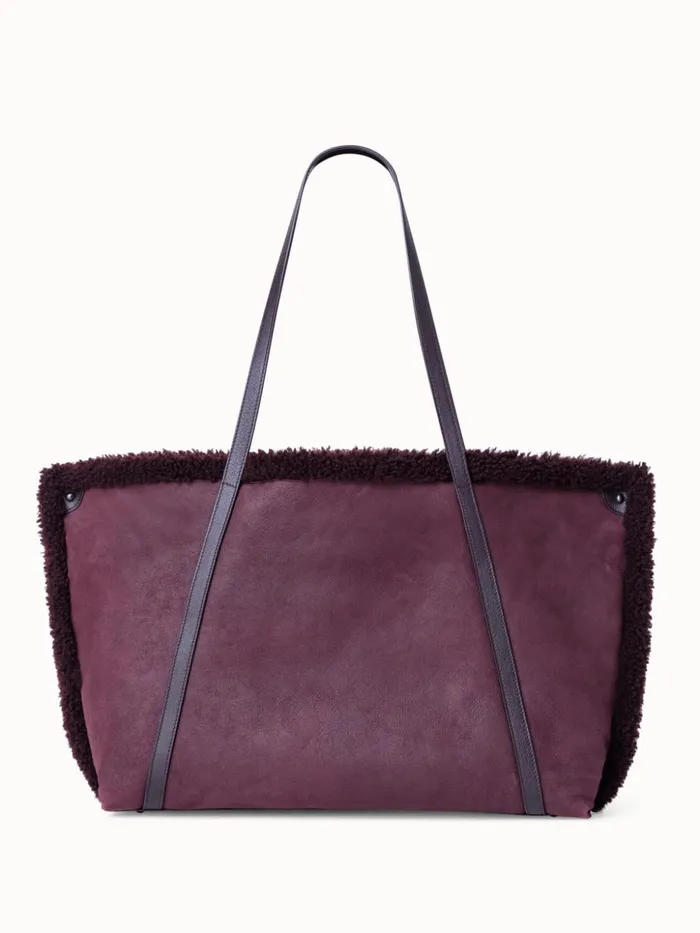 Medium Ai Shoulder Bag In Reversible Shearling Burgundy Women Akris Shoulder Bags