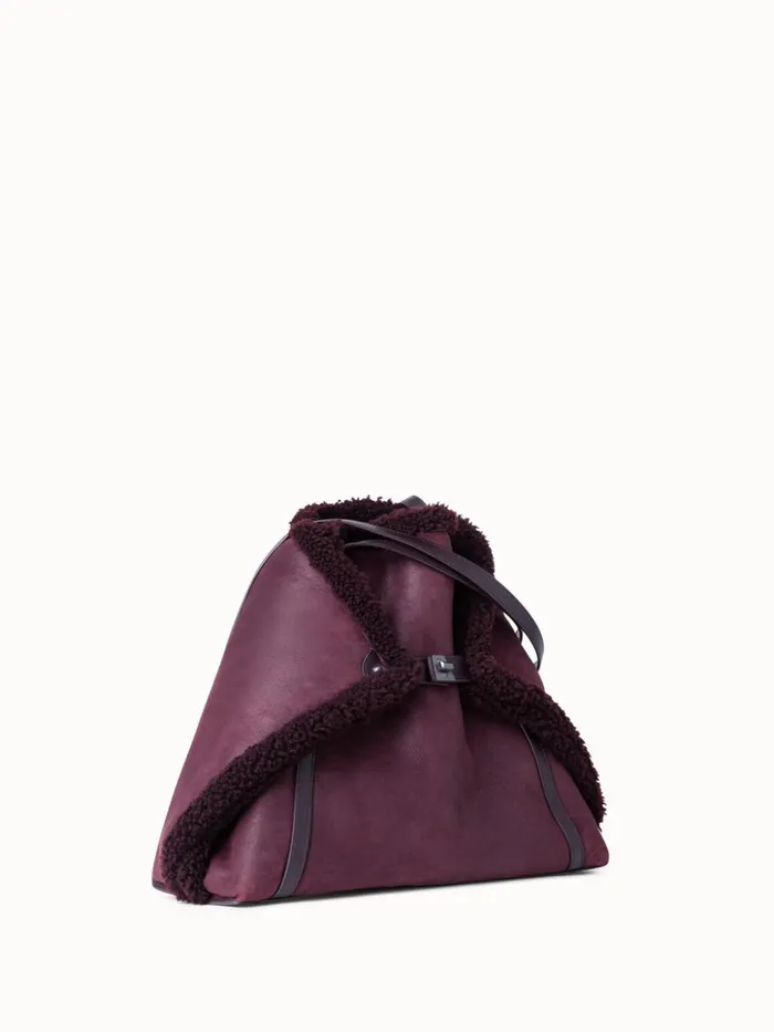 Medium Ai Shoulder Bag In Reversible Shearling Burgundy Women Akris Shoulder Bags