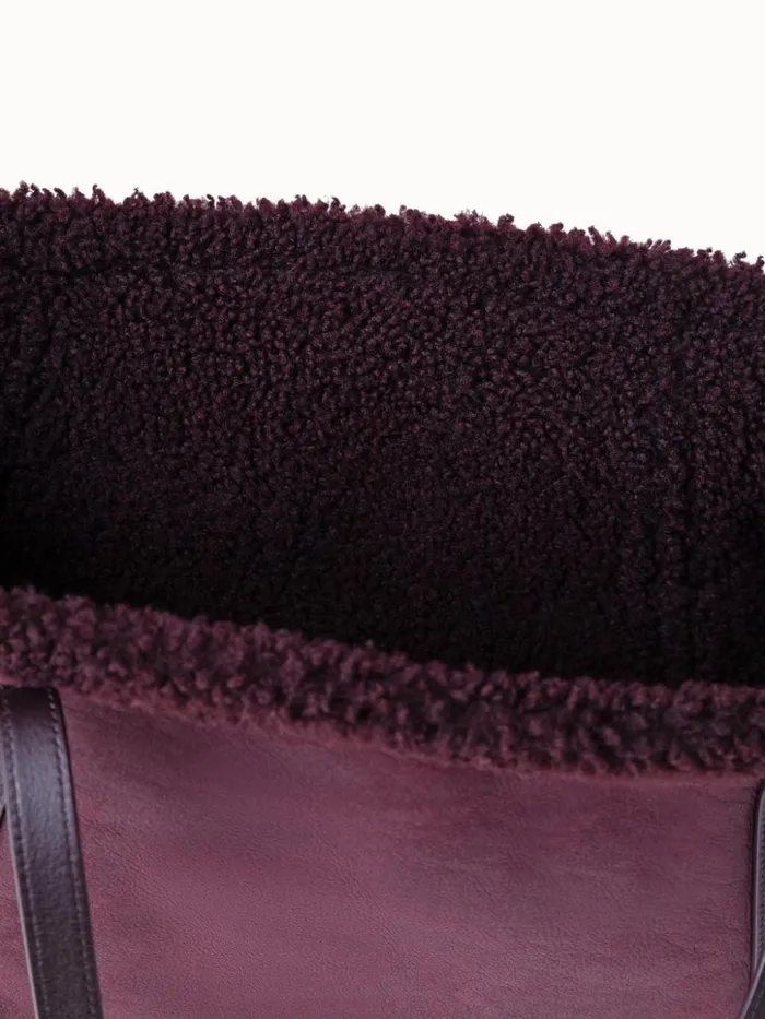 Medium Ai Shoulder Bag In Reversible Shearling Burgundy Women Akris Shoulder Bags