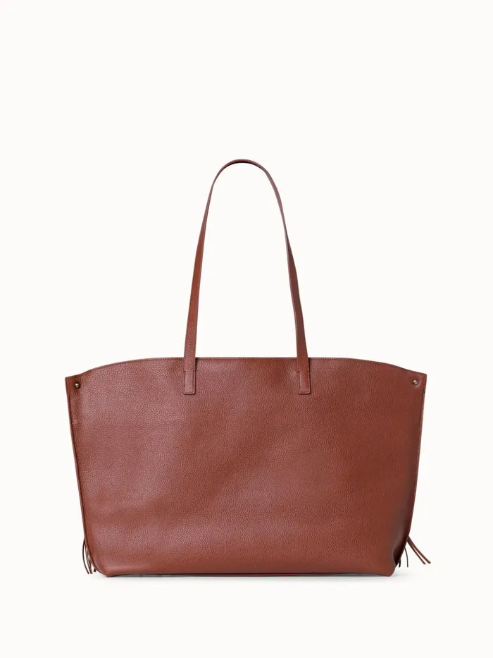 Medium Ai Shoulder Bag In Woven Leather With Fringes Caramelwhite Women Akris Tote Bags