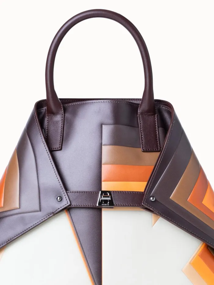 Medium Ai Top Handle Bag In Leather With 3D Superimposed Letters Print Multicolor Women Akris Crossbody Bags
