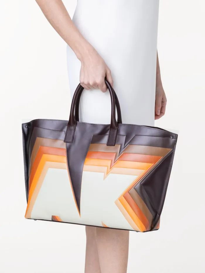 Medium Ai Top Handle Bag In Leather With 3D Superimposed Letters Print Multicolor Women Akris Crossbody Bags