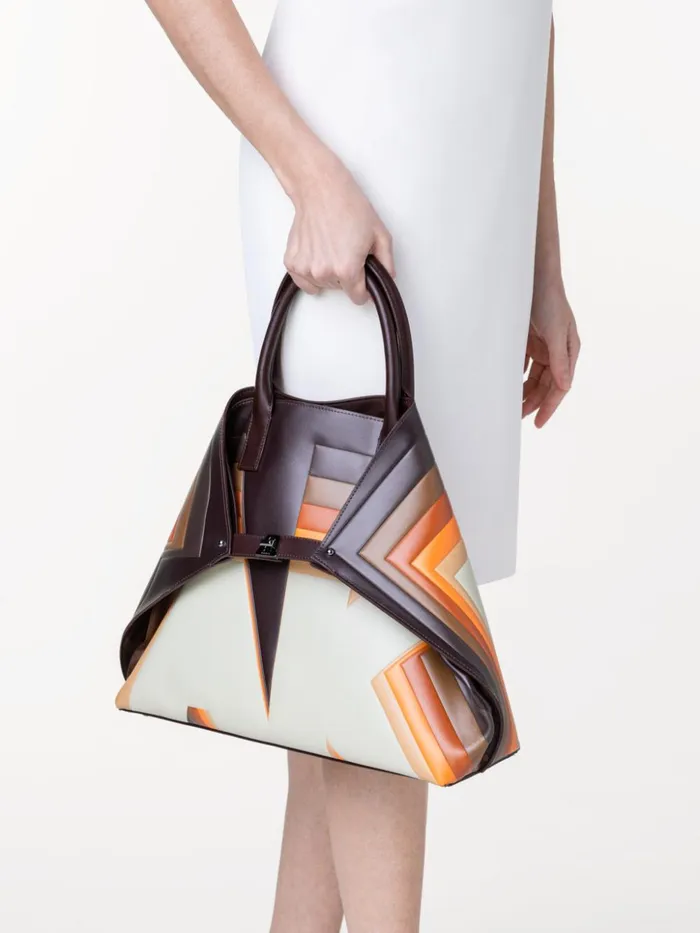 Medium Ai Top Handle Bag In Leather With 3D Superimposed Letters Print Multicolor Women Akris Crossbody Bags