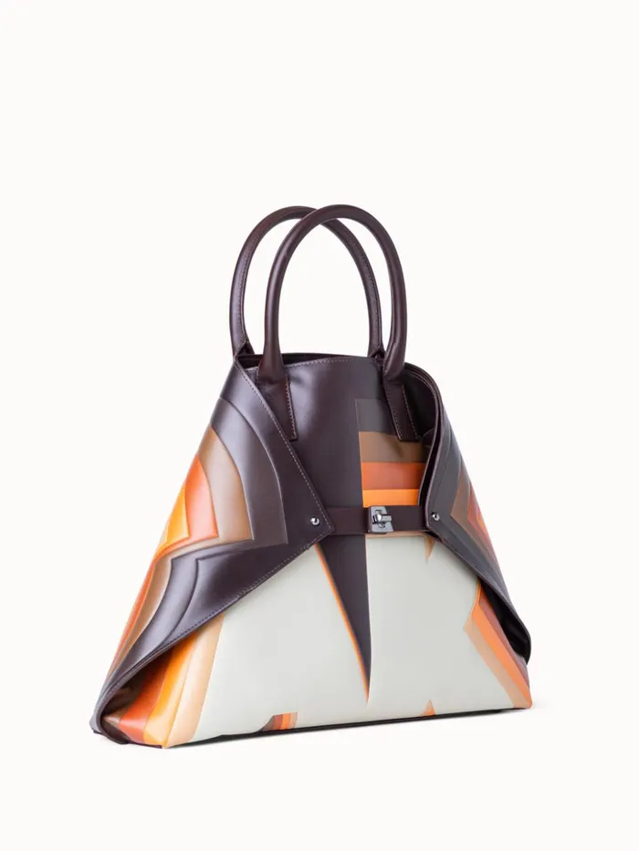 Medium Ai Top Handle Bag In Leather With 3D Superimposed Letters Print Multicolor Women Akris Crossbody Bags