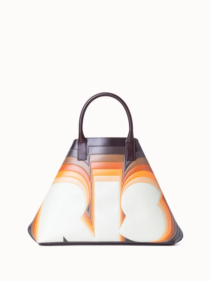 Medium Ai Top Handle Bag In Leather With 3D Superimposed Letters Print Multicolor Women Akris Crossbody Bags