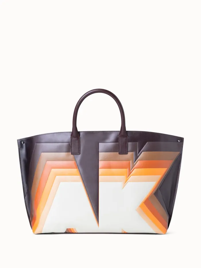 Medium Ai Top Handle Bag In Leather With 3D Superimposed Letters Print Multicolor Women Akris Crossbody Bags