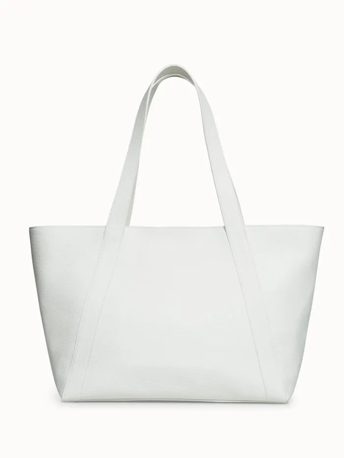 Medium Leather Zip Tote Bag Hite Women Akris Shoulder Bags