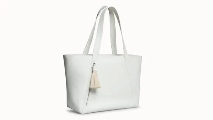 Medium Leather Zip Tote Bag Hite Women Akris Shoulder Bags