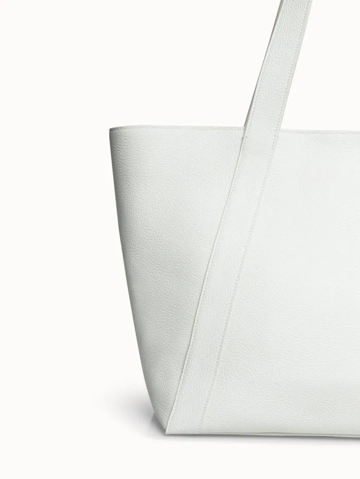 Medium Leather Zip Tote Bag Hite Women Akris Shoulder Bags
