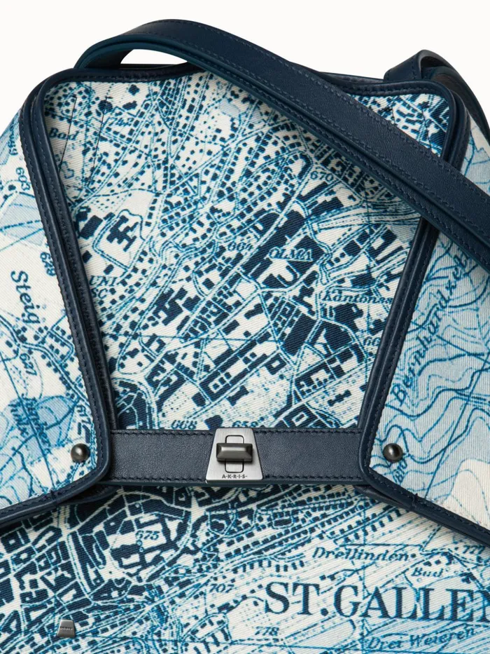 Medium Shoulder Bag In Printed Cotton Fabric Alabasterpacific Women Akris Tote Bags