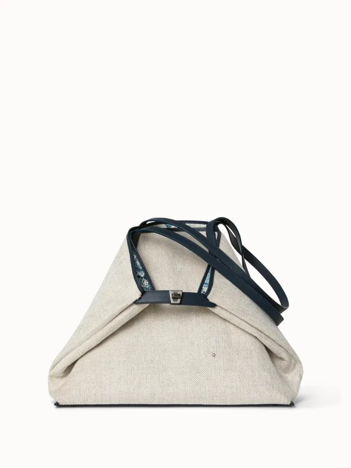 Medium Shoulder Bag In Printed Cotton Fabric Alabasterpacific Women Akris Tote Bags