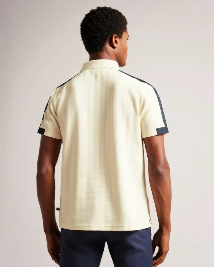 Men ABLOOM 8211 Short Sleeve Polo Shirt With Zip Natural Ted Baker Polo Shirts