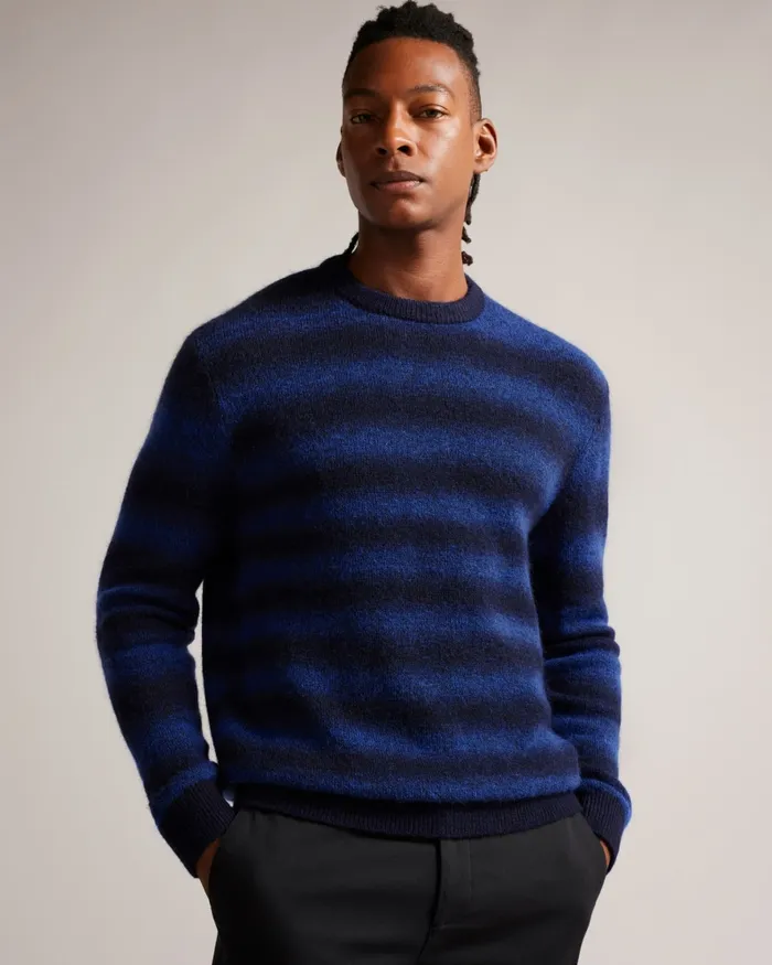 Men ABULTI 8211 Regular Fit Striped Jumper Blue Ted Baker Jumpers and Knitwear