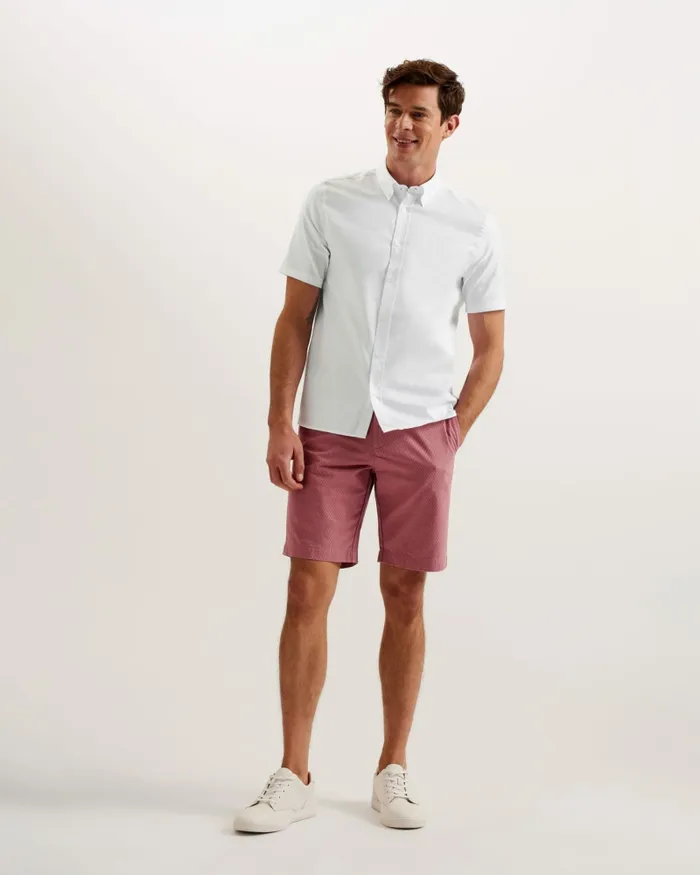 Men ALDGTE 8211 Short Sleeve Cotton Oxford Shirt White Ted Baker Shirts