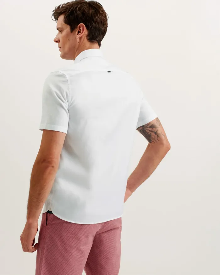 Men ALDGTE 8211 Short Sleeve Cotton Oxford Shirt White Ted Baker Shirts