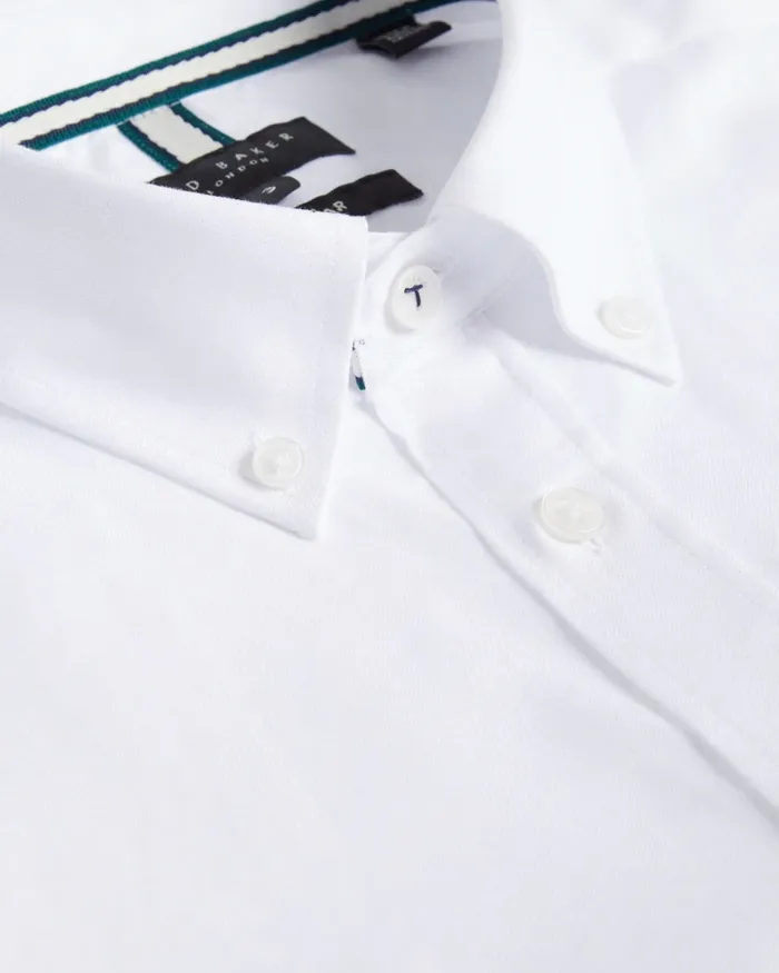 Men ALDGTE 8211 Short Sleeve Cotton Oxford Shirt White Ted Baker Shirts