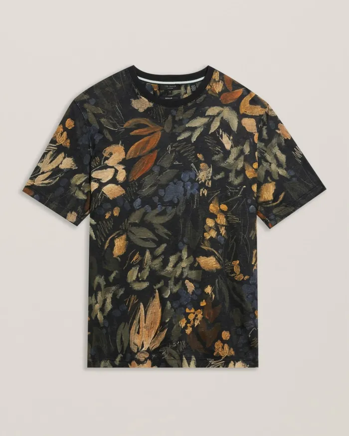 Men ALLPINE 8211 Short Sleeve Printed Linen TShirt Multicoloured Ted Baker Tops