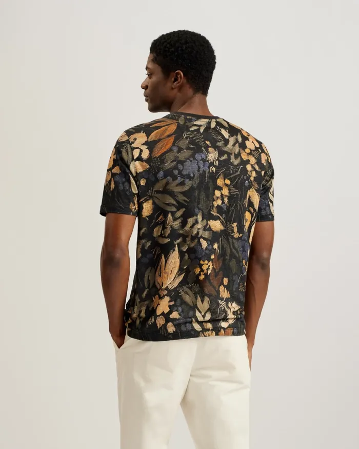 Men ALLPINE 8211 Short Sleeve Printed Linen TShirt Multicoloured Ted Baker Tops