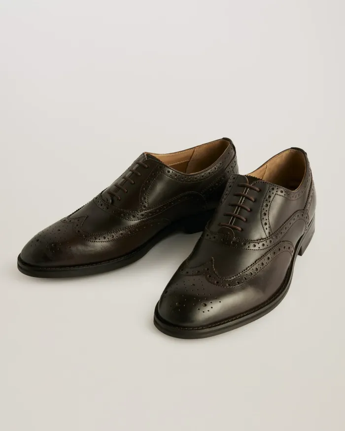 Men AMAISS 8211 Formal Leather Brogue Shoes Brown Ted Baker Formal Shoes