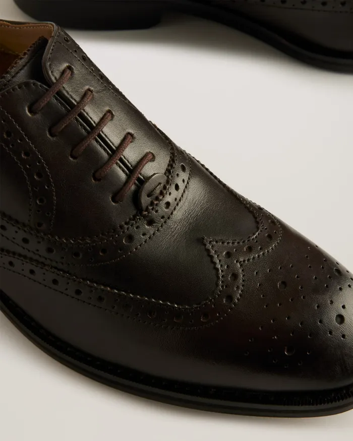 Men AMAISS 8211 Formal Leather Brogue Shoes Brown Ted Baker Formal Shoes