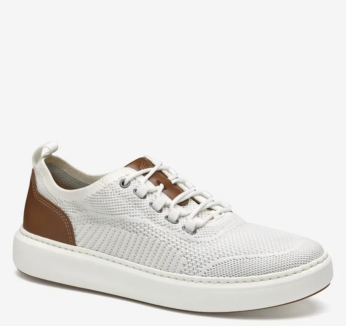 Men Anders Knit UThroat White Knit Sneakers Johnston and Murphy