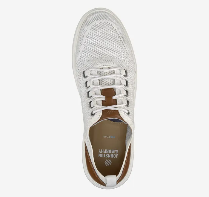 Men Anders Knit UThroat White Knit Sneakers Johnston and Murphy