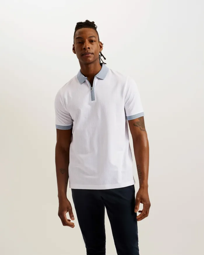 Men ARNIVAL 8211 Textured Knit Contrast Trim Polo Shirt White Ted Baker Polo Shirts Men ARNIVAL 8211 Textured Knit Contrast Trim Polo Shirt White Ted Baker Polo Shirts
