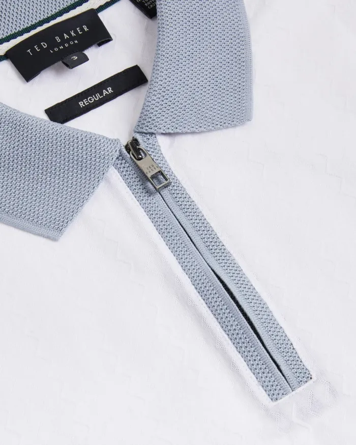 Men ARNIVAL 8211 Textured Knit Contrast Trim Polo Shirt White Ted Baker Polo Shirts Men ARNIVAL 8211 Textured Knit Contrast Trim Polo Shirt White Ted Baker Polo Shirts