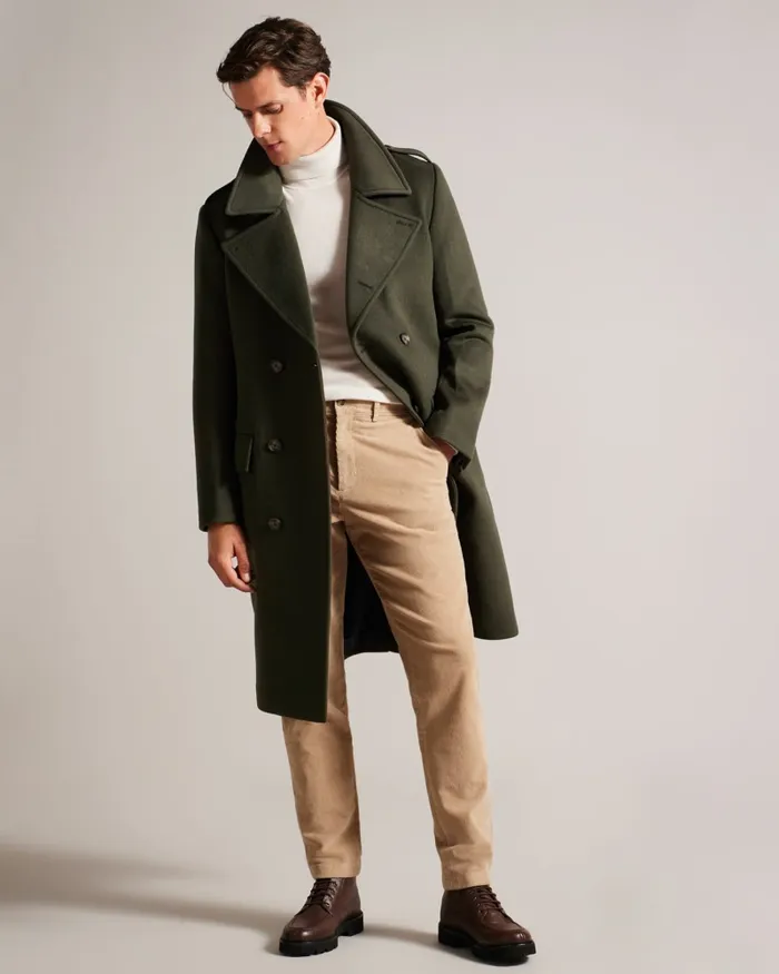 Men AVIN 8211 Longline Double Breasted Wool Coat Dark Green Ted Baker Coats and Jackets Men AVIN 8211 Longline Double Breasted Wool Coat Dark Green Ted Baker Coats and Jackets