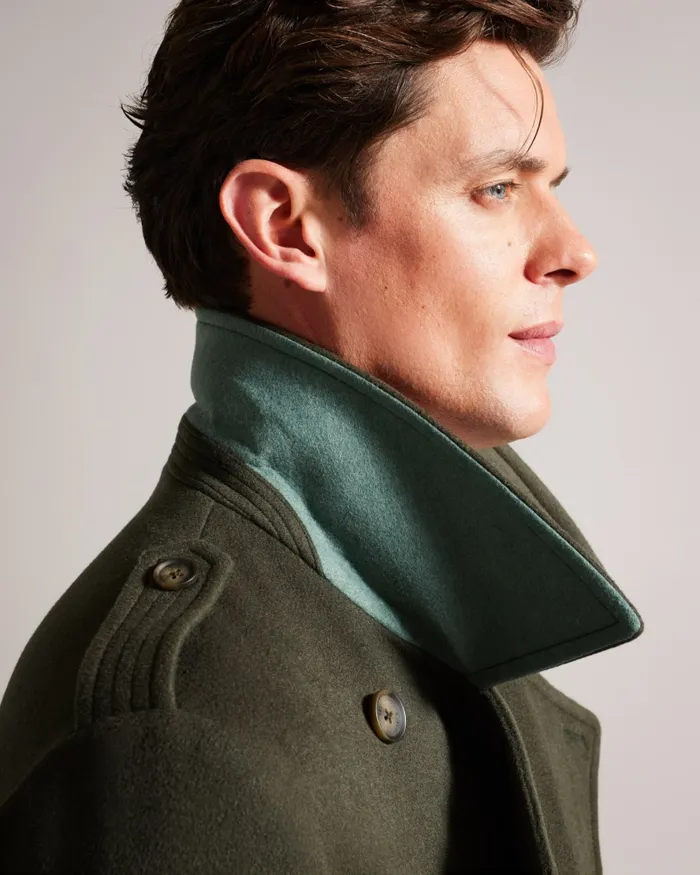 Men AVIN 8211 Longline Double Breasted Wool Coat Dark Green Ted Baker Coats and Jackets Men AVIN 8211 Longline Double Breasted Wool Coat Dark Green Ted Baker Coats and Jackets