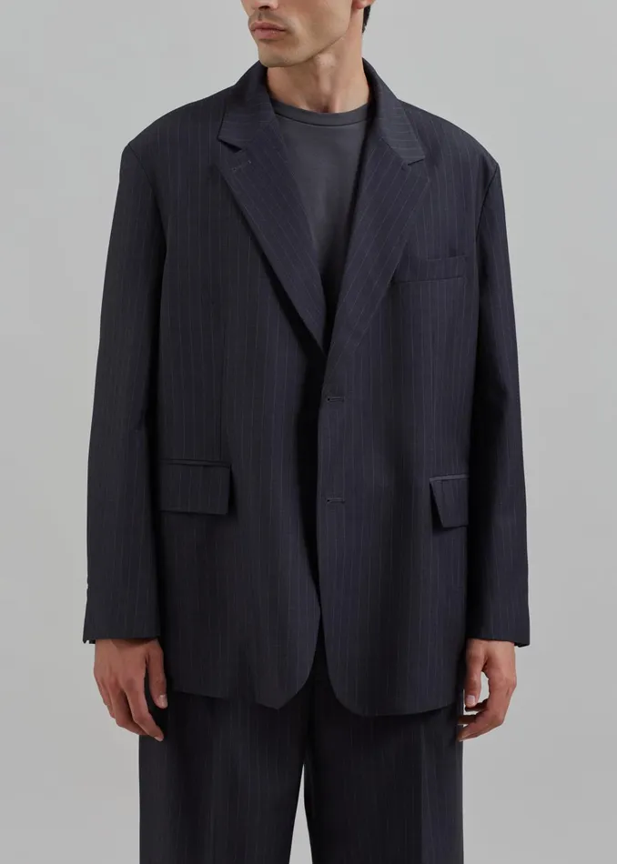 Men Beo Blazer 8211 CharcoalWhite Pinstripe The Frankie Shop Outerwear