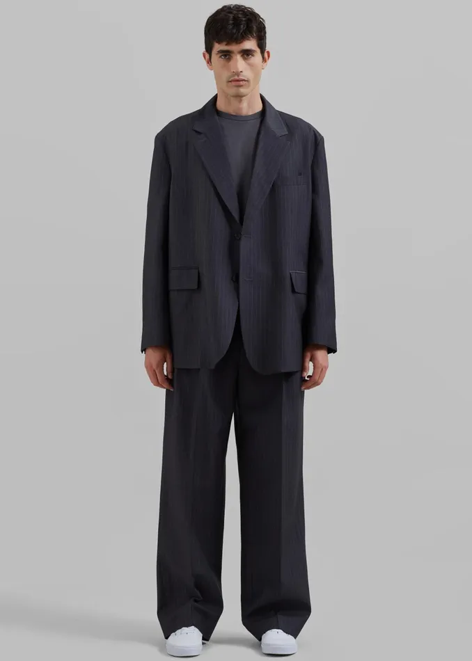 Men Beo Blazer 8211 CharcoalWhite Pinstripe The Frankie Shop Outerwear