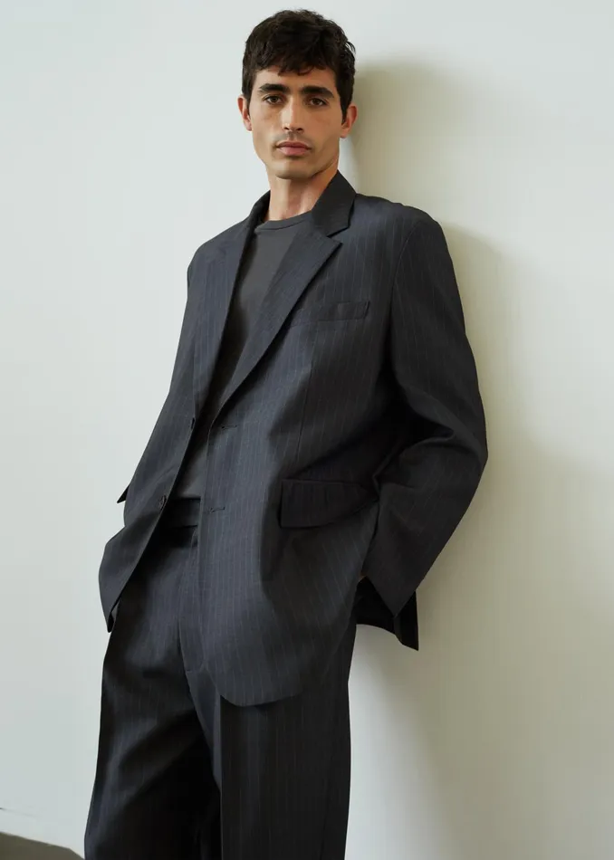 Men Beo Blazer 8211 CharcoalWhite Pinstripe The Frankie Shop Outerwear